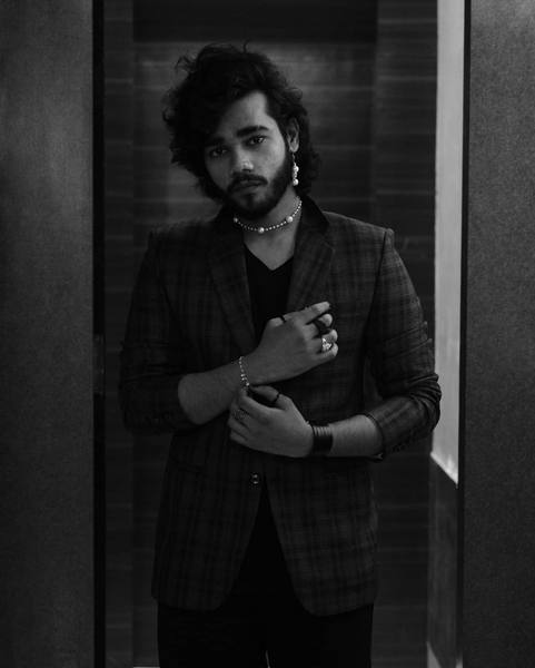 Dramatic black and white portrait